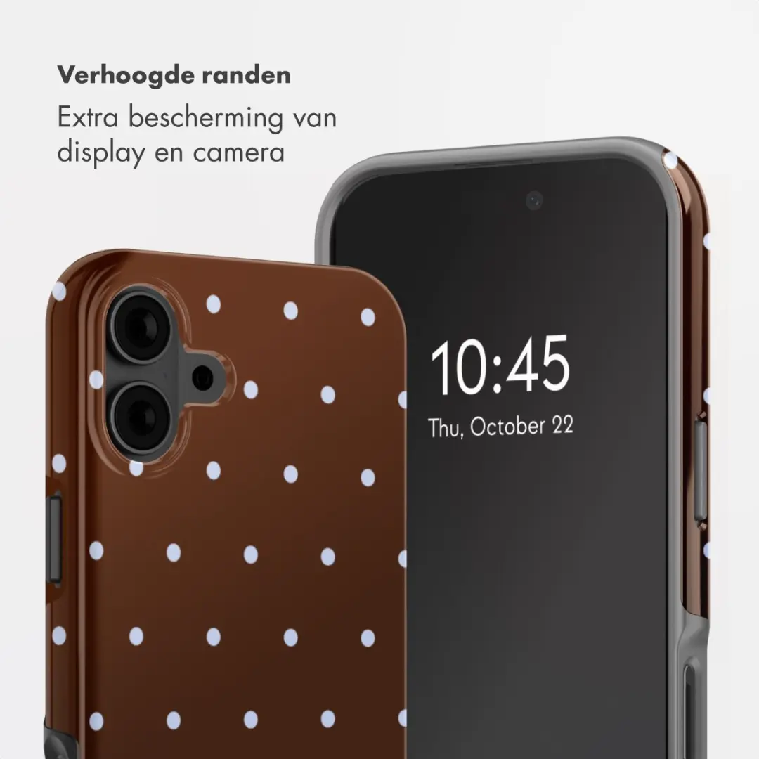 Selencia Hoesje iPhone 16 Backcover Happy Dots Chocolate