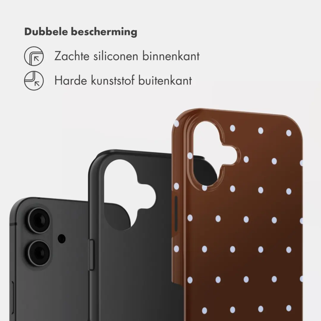 Selencia Hoesje iPhone 16 Backcover Happy Dots Chocolate