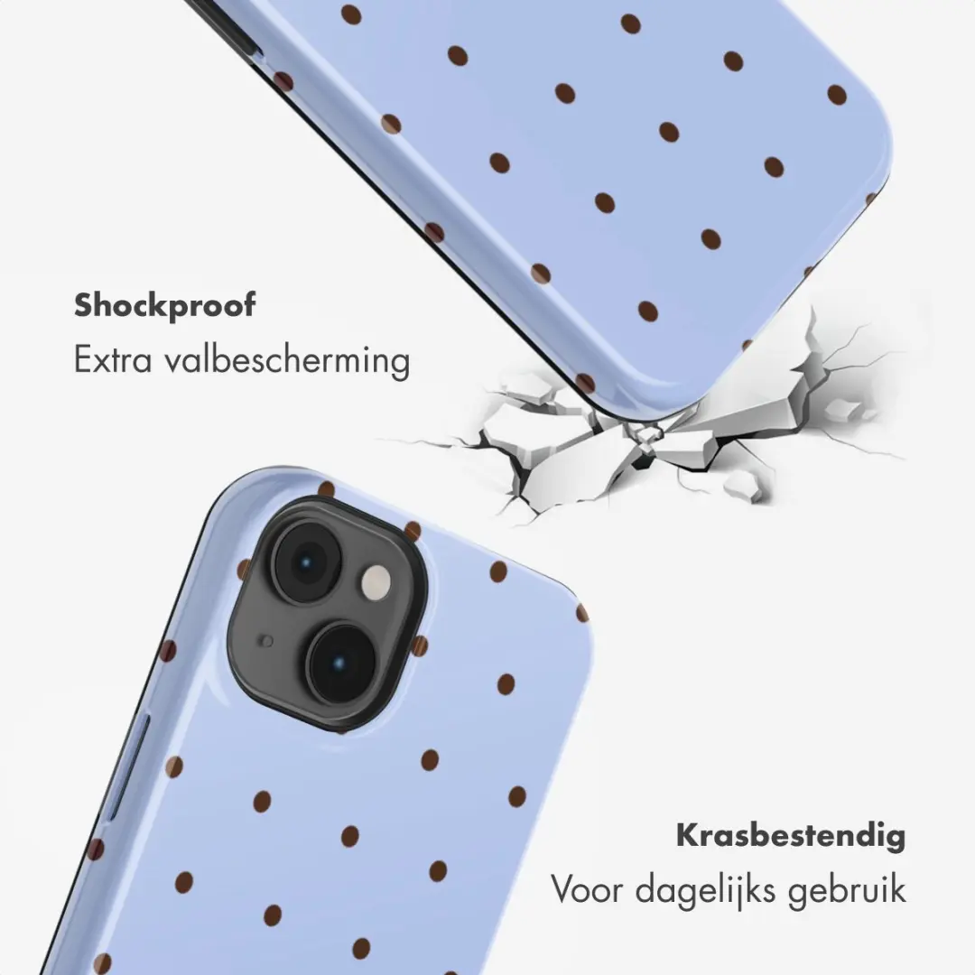 Selencia Hoesje iPhone 14 Lichtblauw - Happy Dots Digital Sky