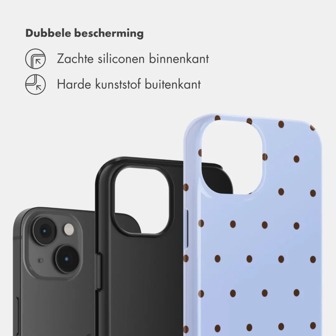 Selencia Hoesje iPhone 14 Lichtblauw - Happy Dots Digital Sky