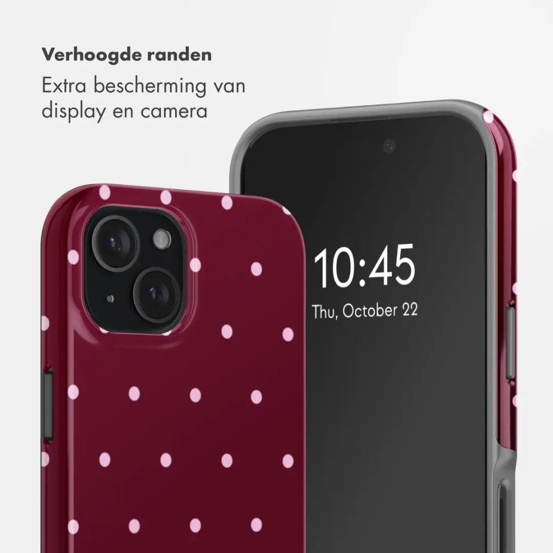 Selencia Hoesje iPhone 15 Happy Dots - Donkerrood