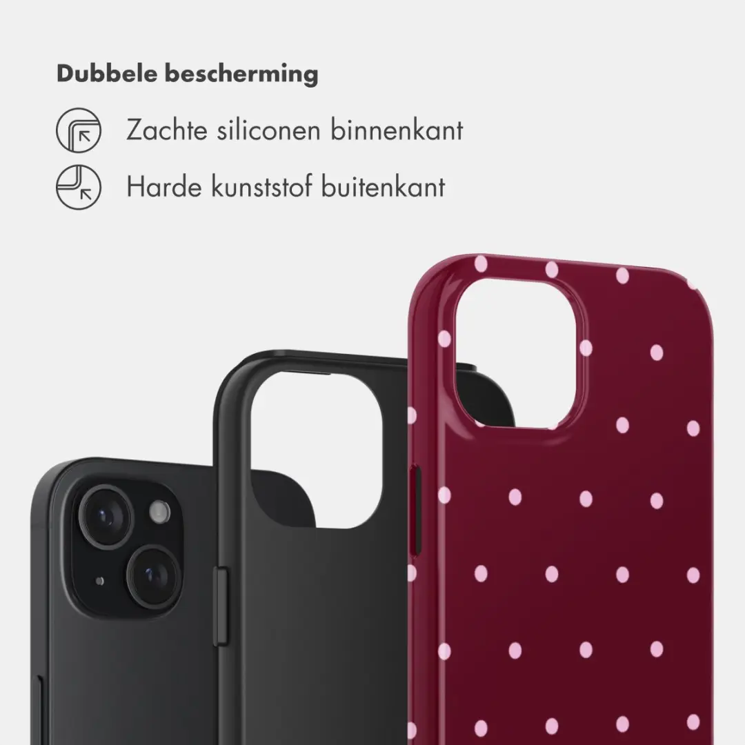 Selencia Hoesje iPhone 15 Happy Dots - Donkerrood
