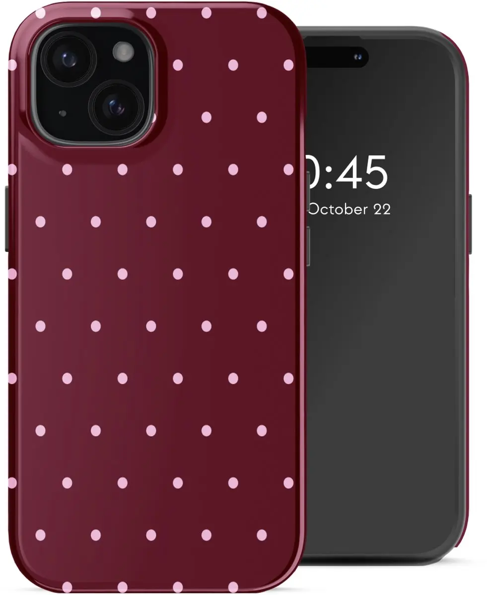 Selencia Hoesje iPhone 15 Happy Dots - Donkerrood