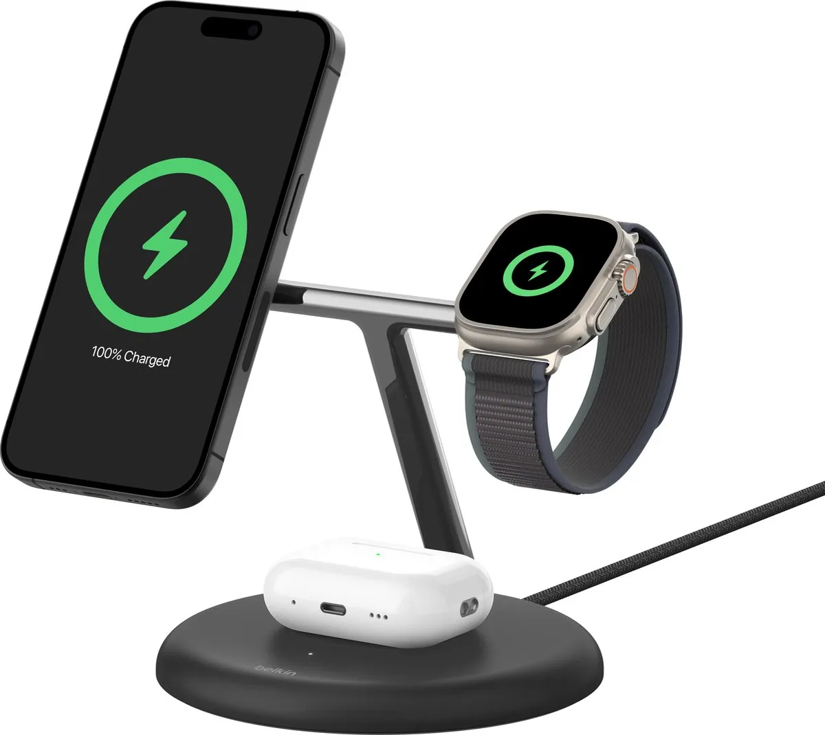 Belkin BoostCharge Pro 3-in-1 Draadloze Laadstandaard met Qi2