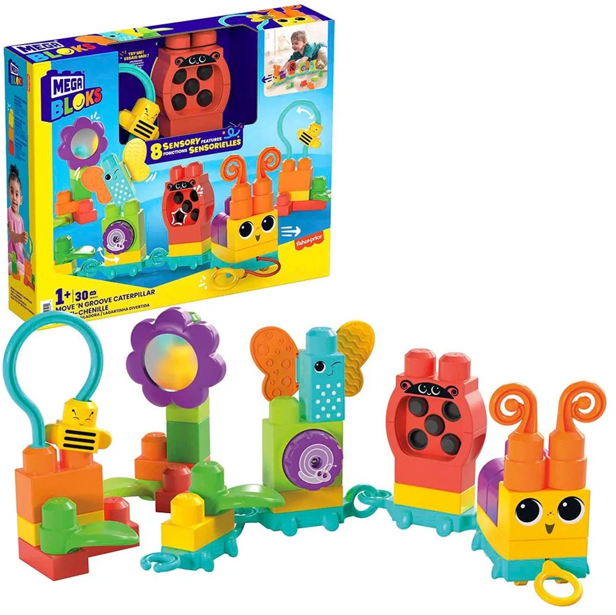 MEGA Bloks Beweeg en swing rups - 30 blokken - Bouwstenen voor 1-3 jaar
