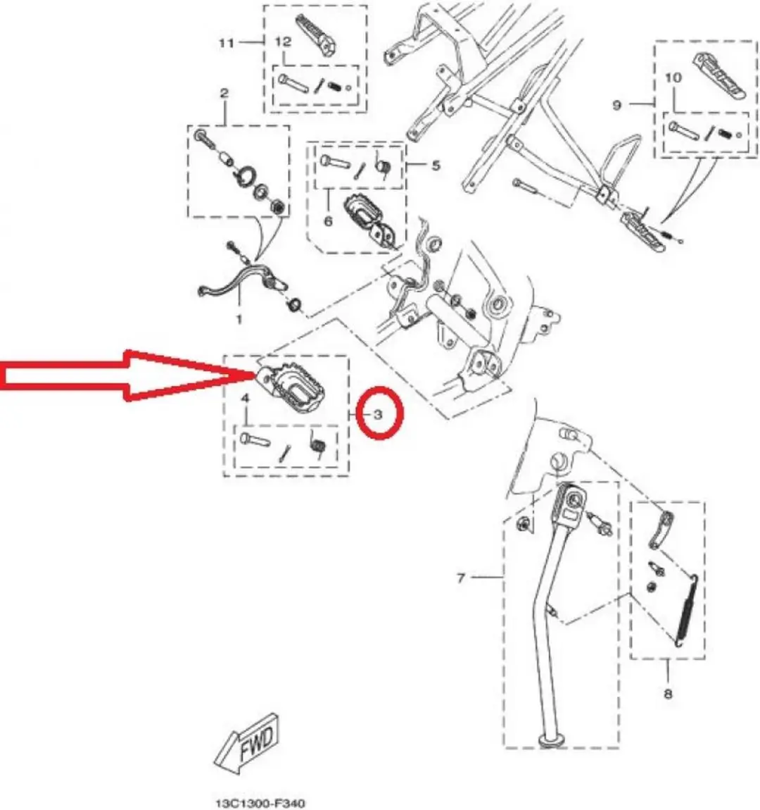 Yamaha 50 DTR 2003-2011 Linker voetsteun - 1D4-F7410-00