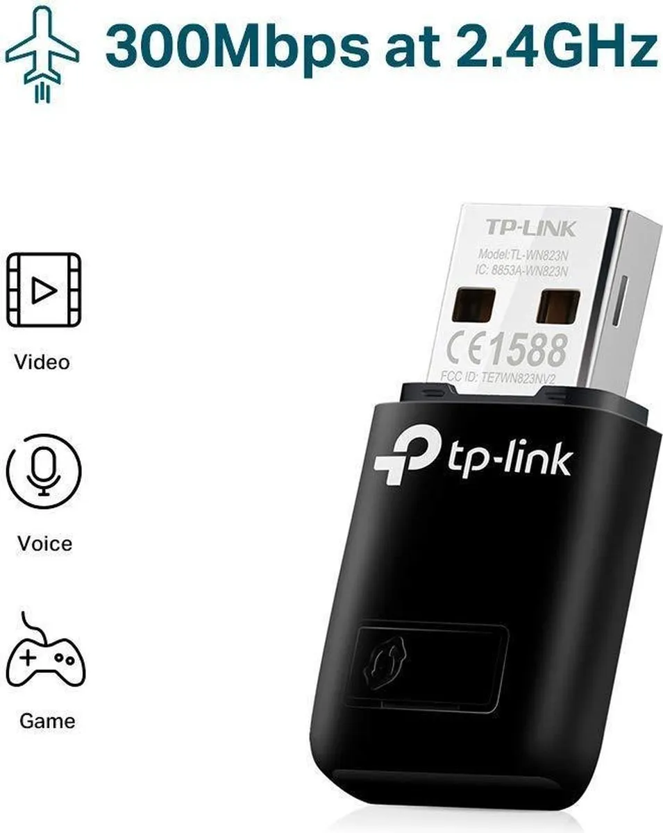 TP-Link TL-WN823N WiFi-adapter USB - Zwart - afbeelding 6 van 6