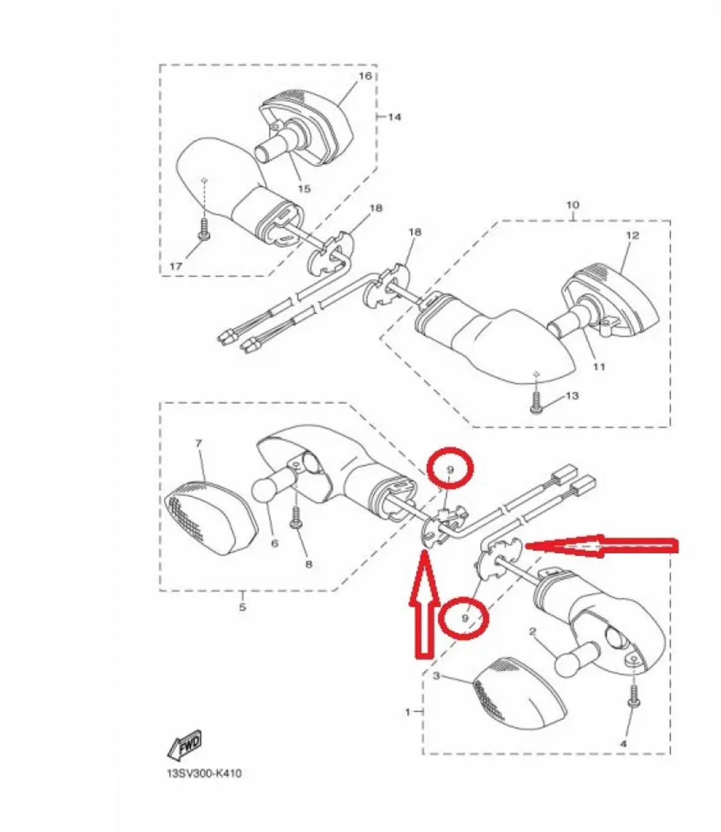 Yamaha 700 XSR Clips Fixatie Knipperlichten