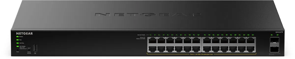 Netgear GS324TP Smart Managed Switch 24x PoE+ Gigabit - Zwart