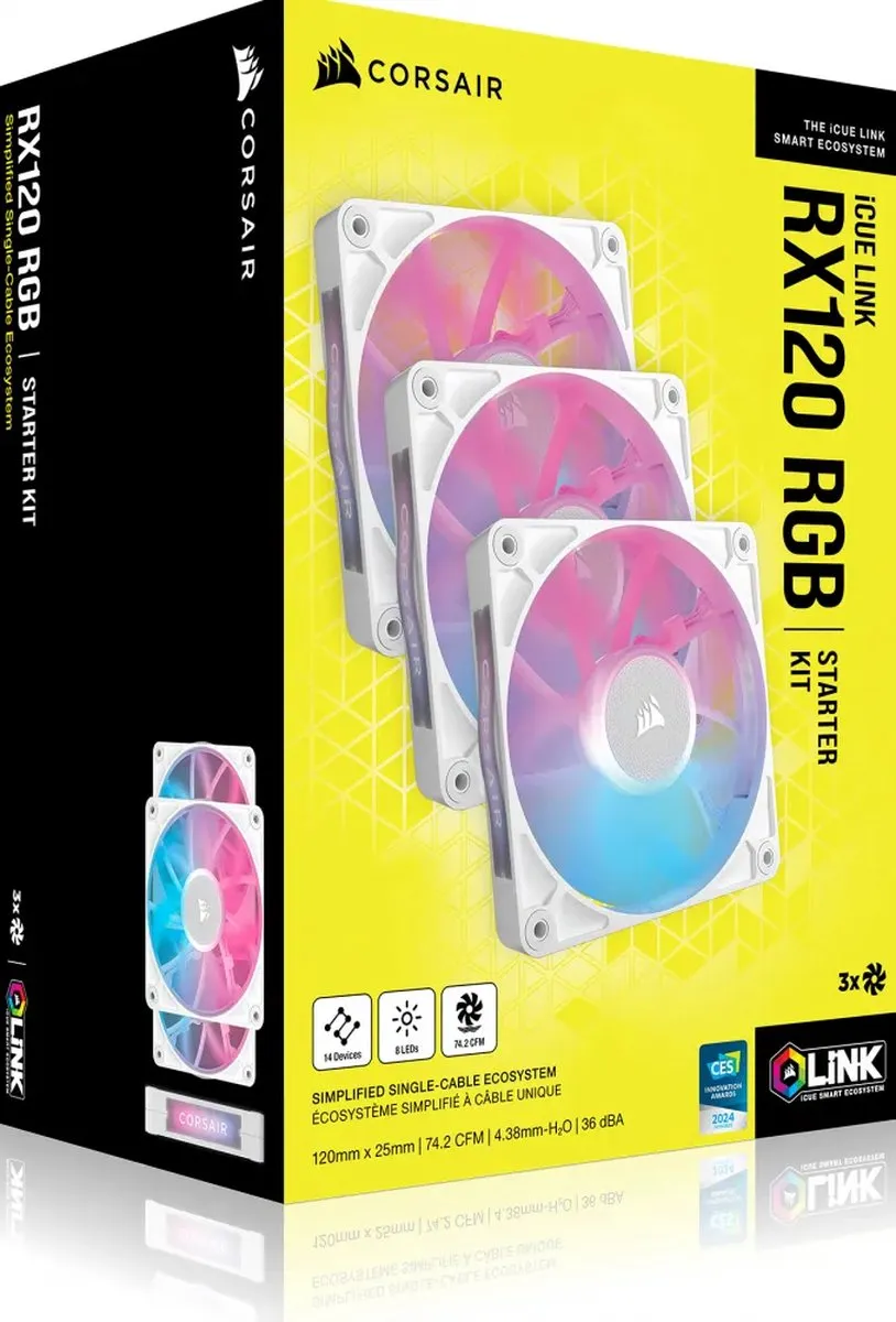 Corsair iCUE LINK RX120 RGB Ventilatoren - 3x 120mm - Wit