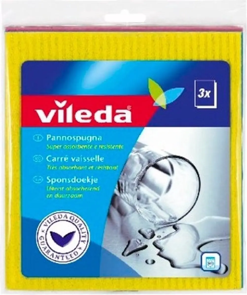 Vileda Sponsdoeken - 3 Stuks - Geel/Blauw/Roze