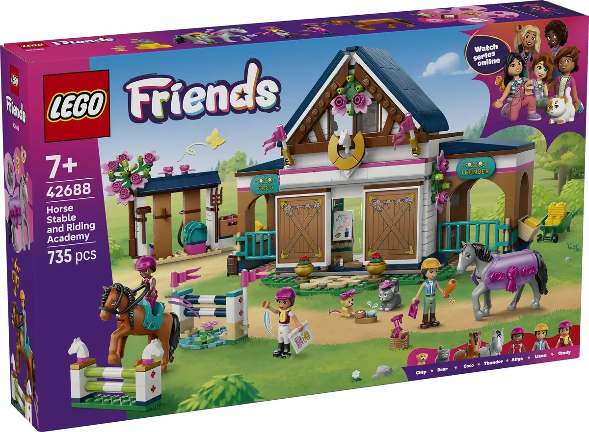 LEGO Friends Paardenstal en Manege 42688 - 735 Stukken - 3 Minifiguren - Multicolor