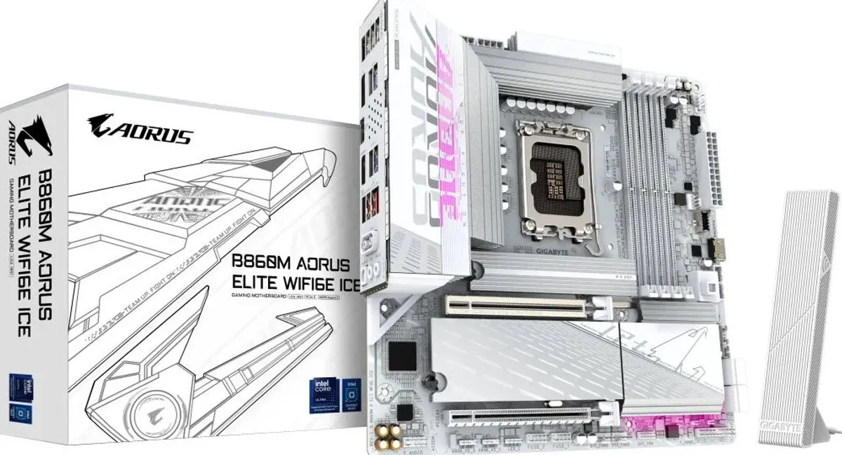 Gigabyte B860M AORUS ELITE WIFI6E ICE Moederbord - Micro-ATX - afbeelding 6 van 6
