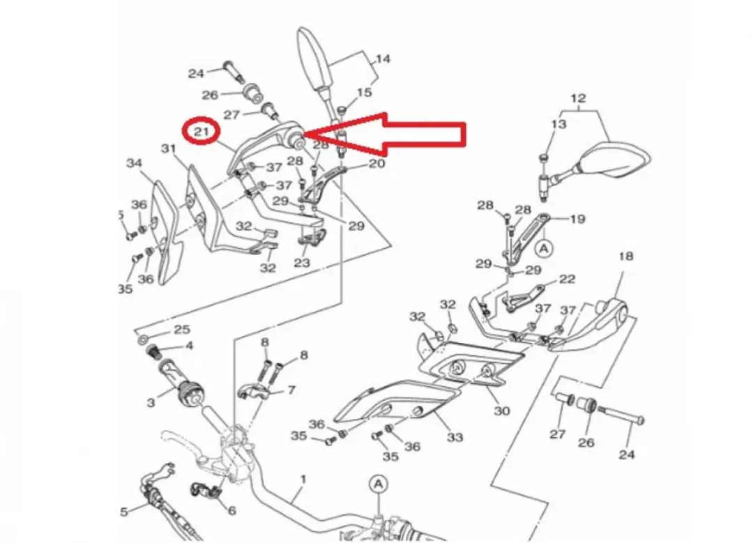 Yamaha 900 MT-09 Tracer Protège-hand 2PP-26142-00