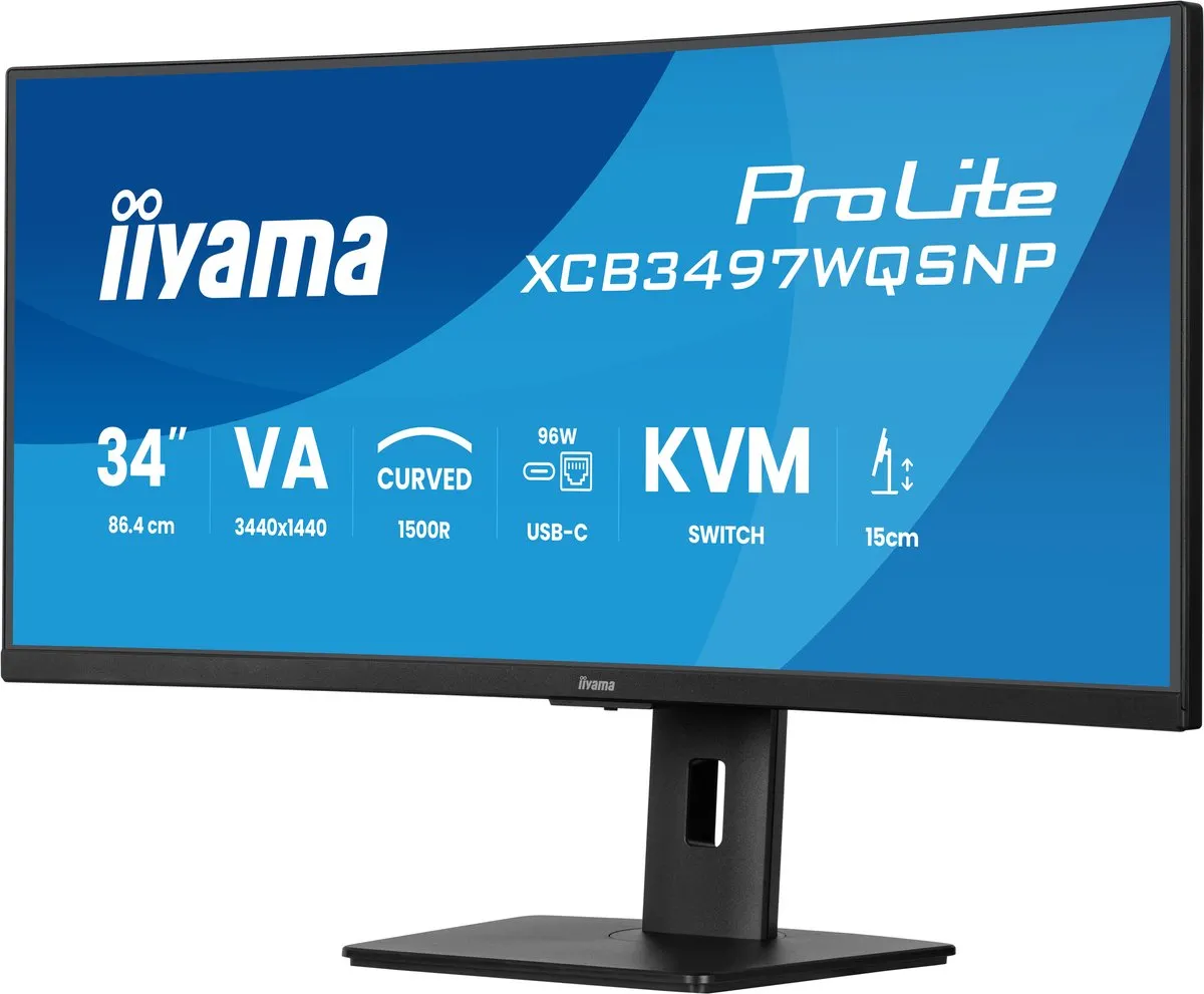 iiyama ProLite XCB3497WQSNP-B1 Curved Monitor 34" - WQHD - USB-C Dock
