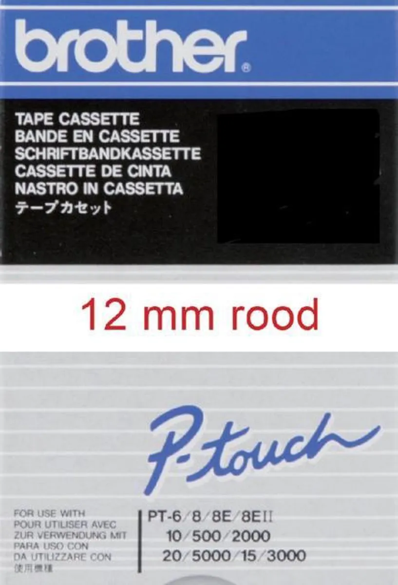 Brother TC-202 Labelrol - Rood op wit