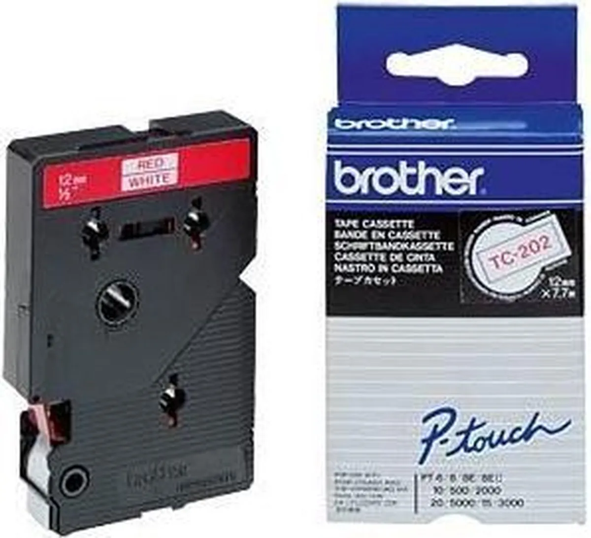 Brother TC-202 Labelrol - Rood op wit