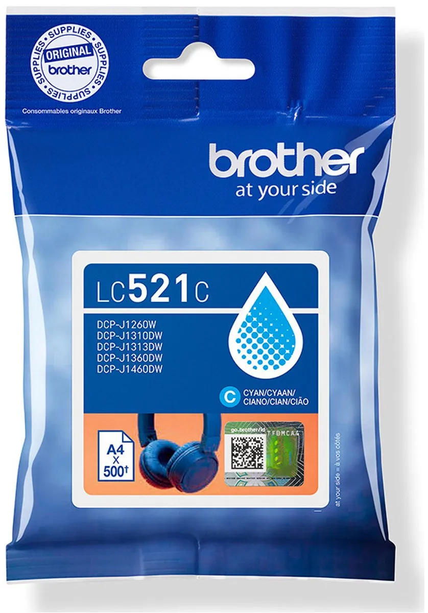 Brother LC521C Cyaan Inktcartridge - 500 Pagina's