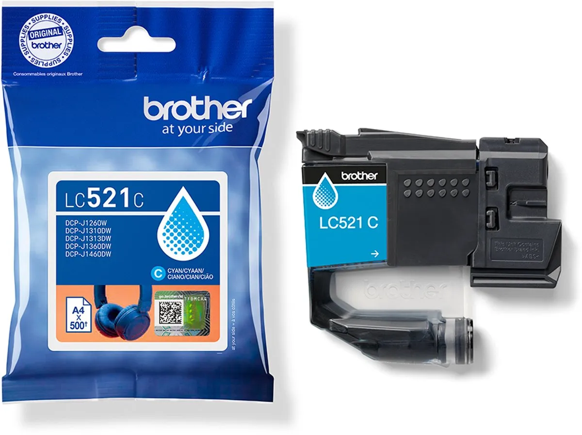 Brother LC521C Cyaan Inktcartridge - 500 Pagina's