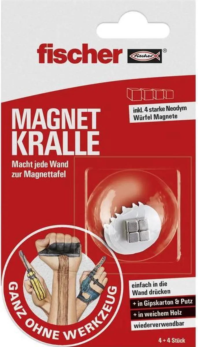 Fischer Magneethouder 4 Stuks - Wit