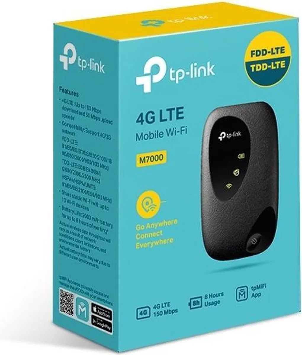 TP-Link M7000 MiFi Router 4G LTE - Zwart