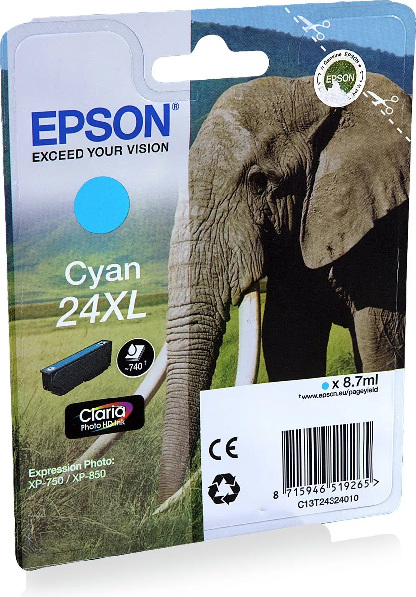 Epson 24XL C13T24324010 Cyaan Inktcartridge - 8.7ml
