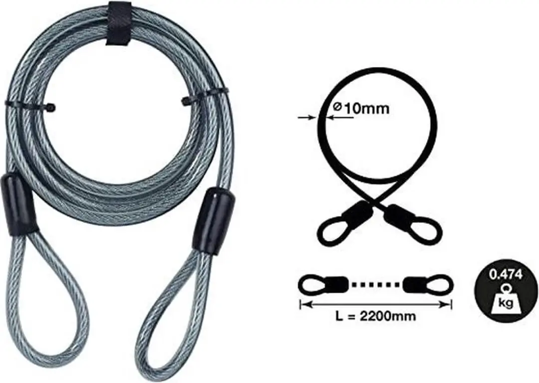 Yale Fietskabel 2200mm - Standard Protection - Zwart