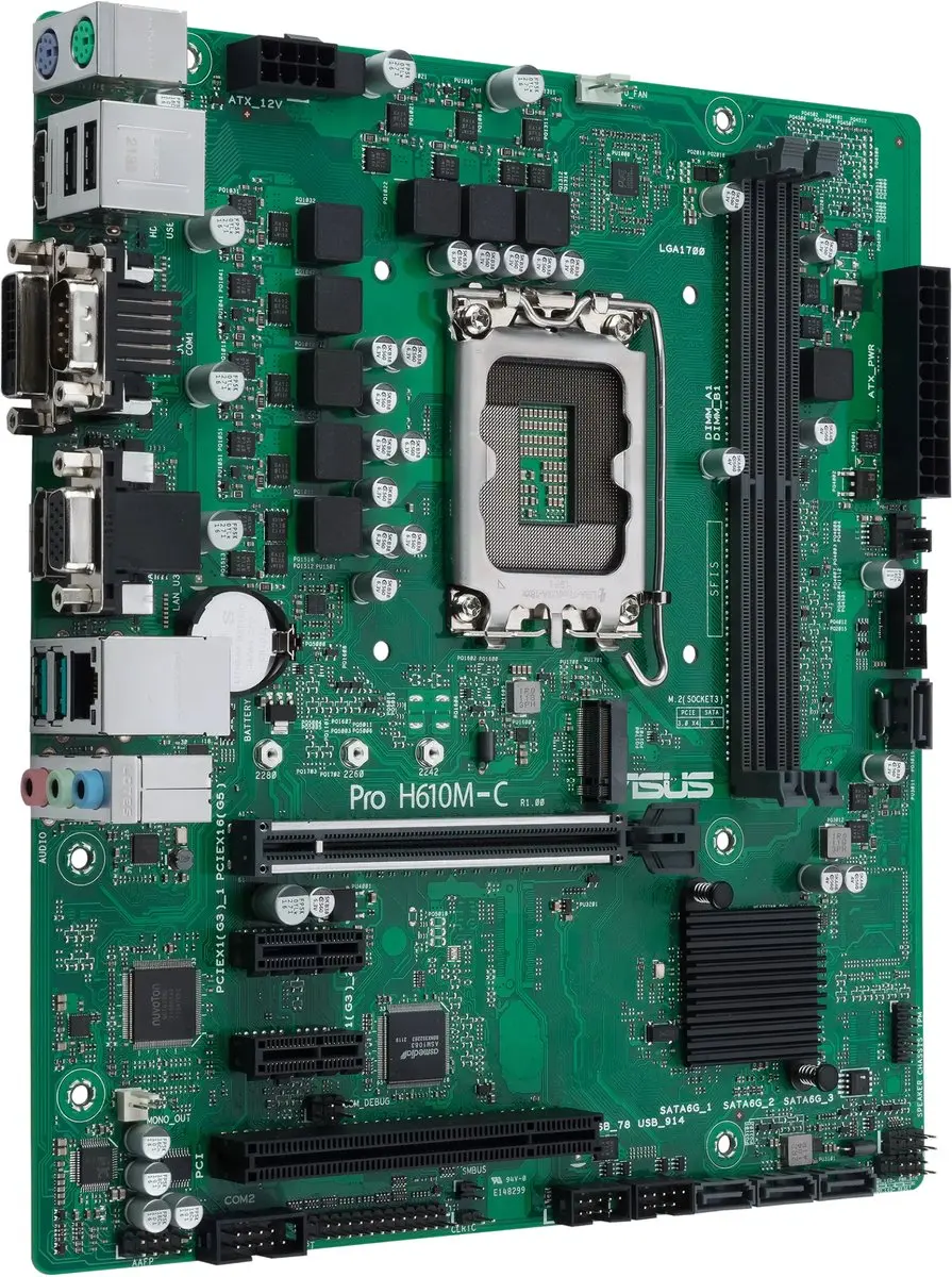 ASUS Pro H610M-C-CSM Moederbord - microATX - LGA1700 - H610 - Groen