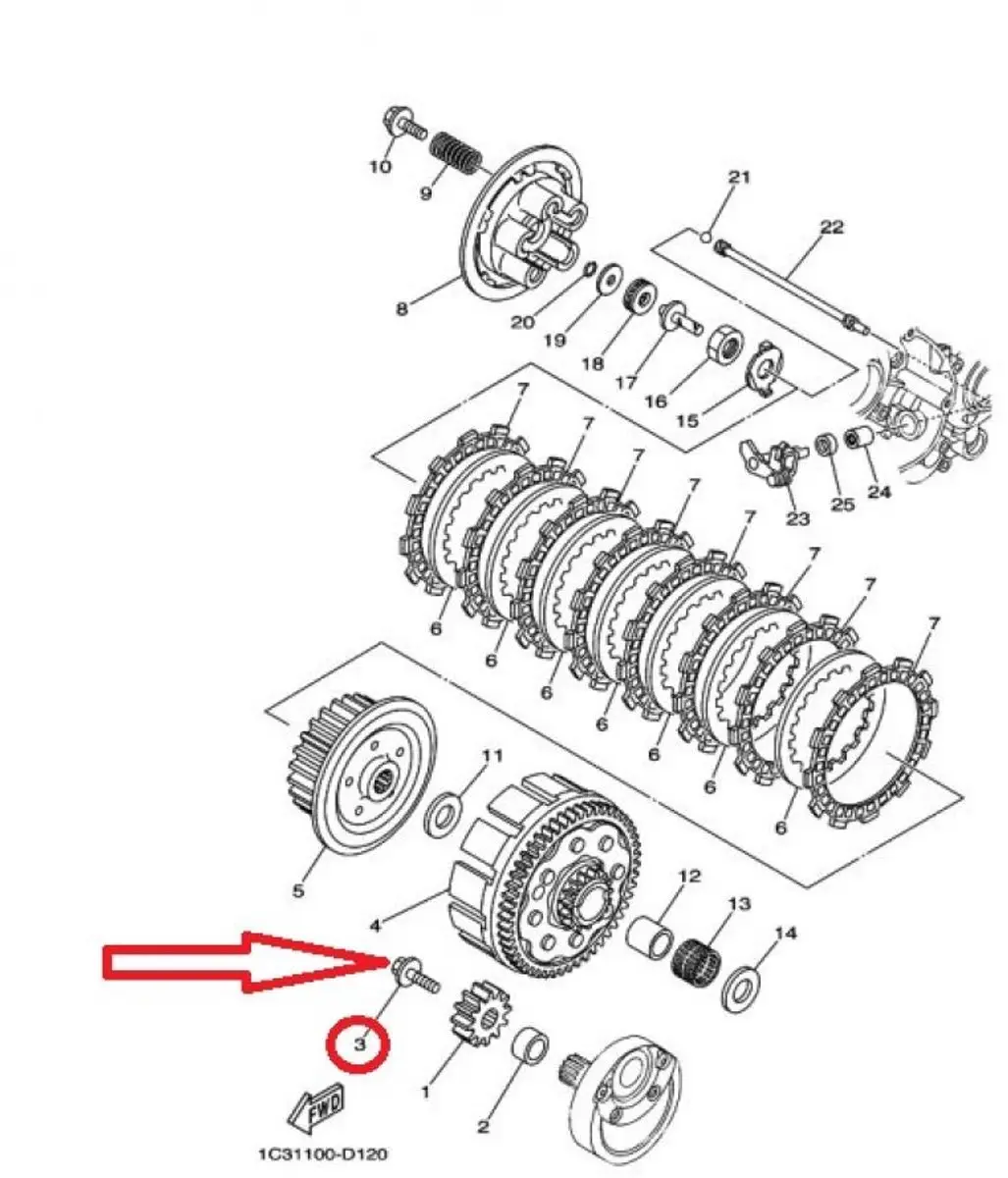 Yamaha 125 YZ Bout M8 P125 90105-08071