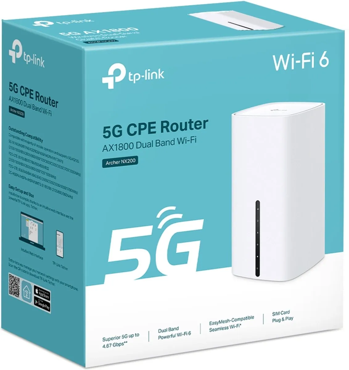 TP-Link Archer NX200 LTE/5G Gateway AX1800 Router - 4x Gigabit