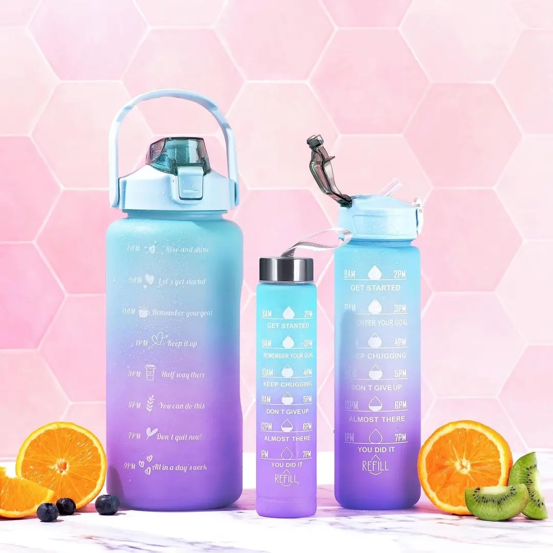 Mini Motivatie Waterfles 3 Stuks - 2L/900ml/500ml - BPA-vrij