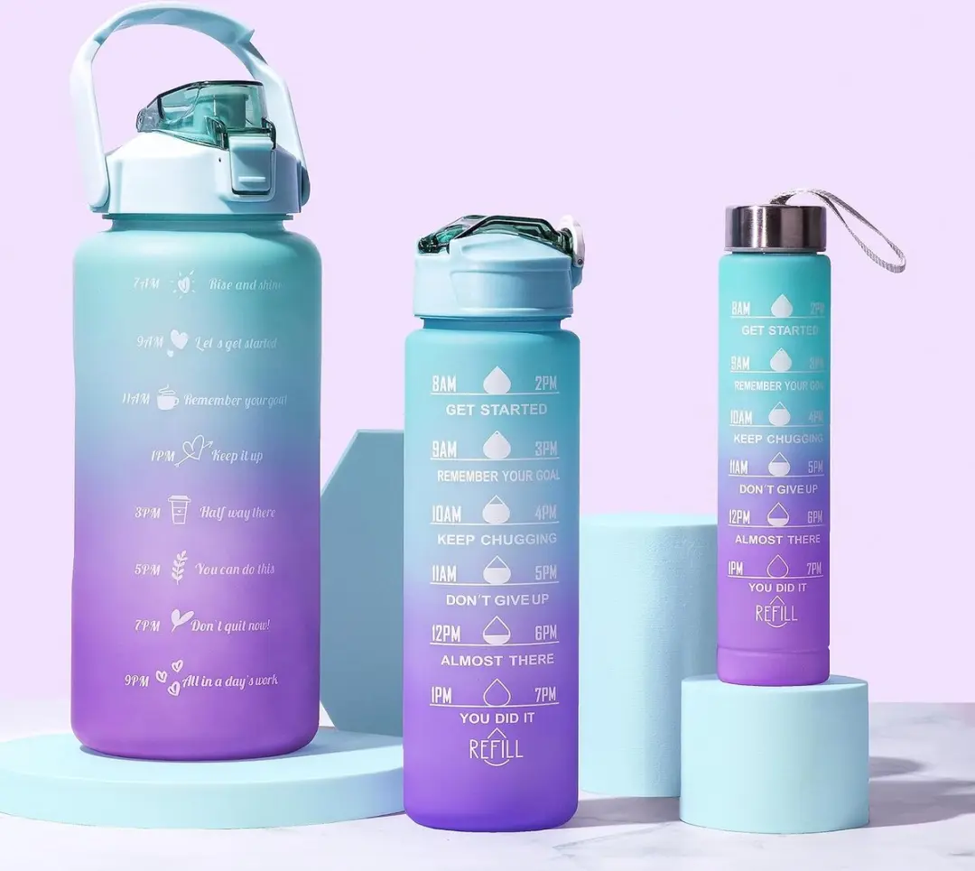 Mini Motivatie Waterfles 3 Stuks - 2L/900ml/500ml - BPA-vrij