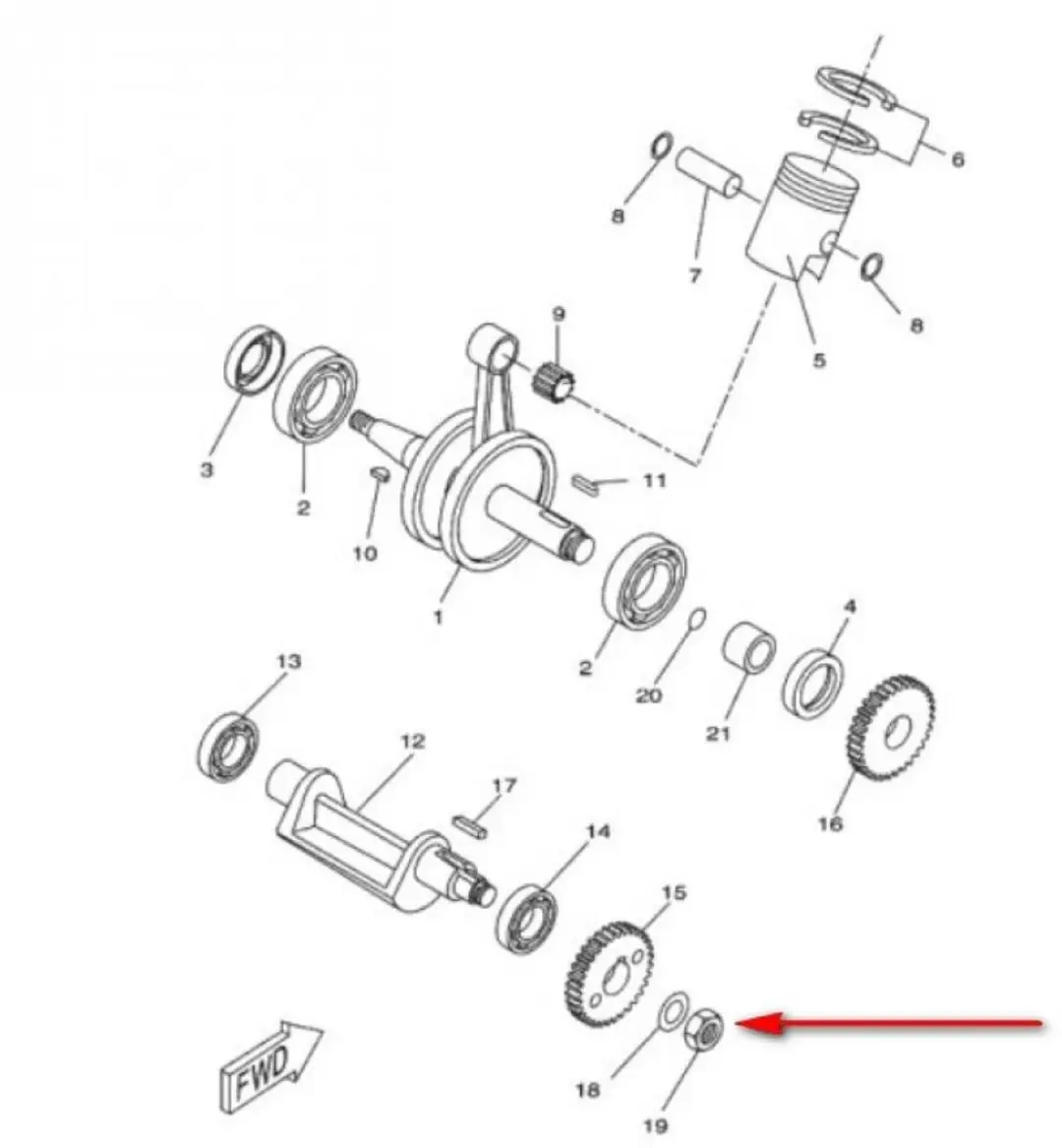 Yamaha 50 DTR Avant Écrou Arbre Balancering 90170-12853
