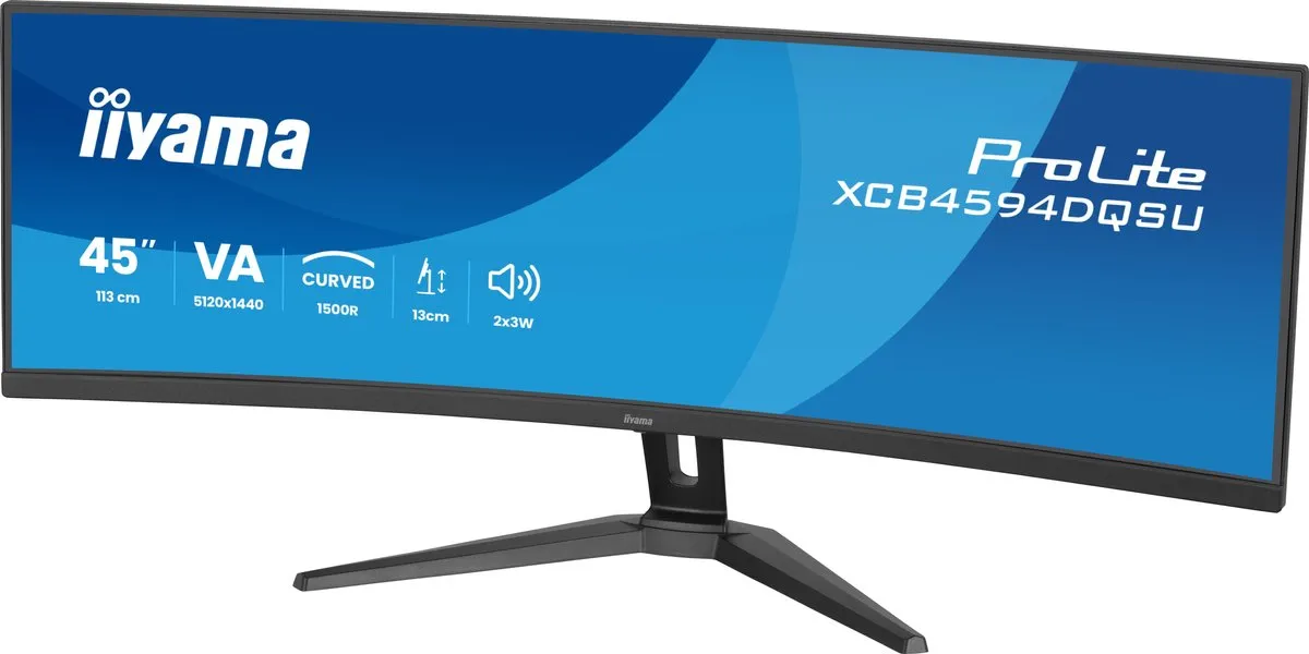 iiyama ProLite XCB4594DQSU-B1 Curved Monitor 45" - DQHD - USB-Hub 4x