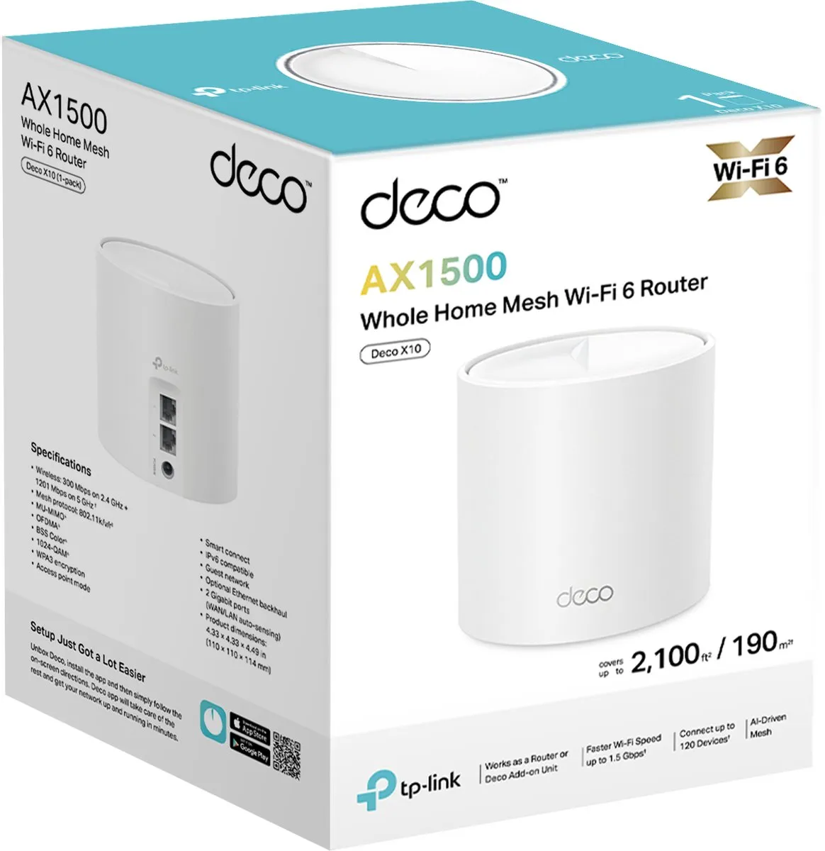 TP-Link Deco X10 Mesh WiFi 6 - 1500 Mbps - Wit - afbeelding 6 van 6