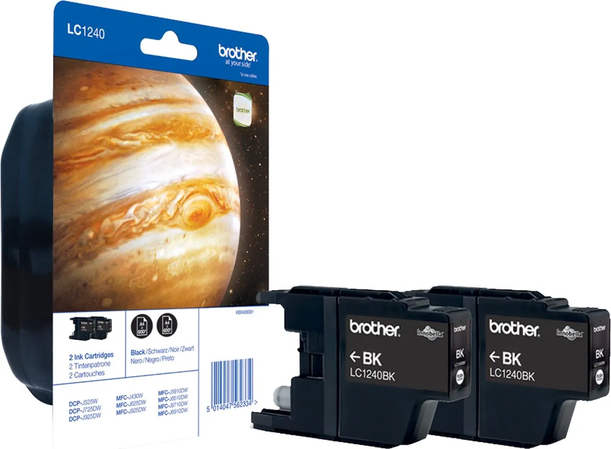 Brother LC-1240BKBP2 Inktcartridge Zwart - 2 Stuks - afbeelding 6 van 6