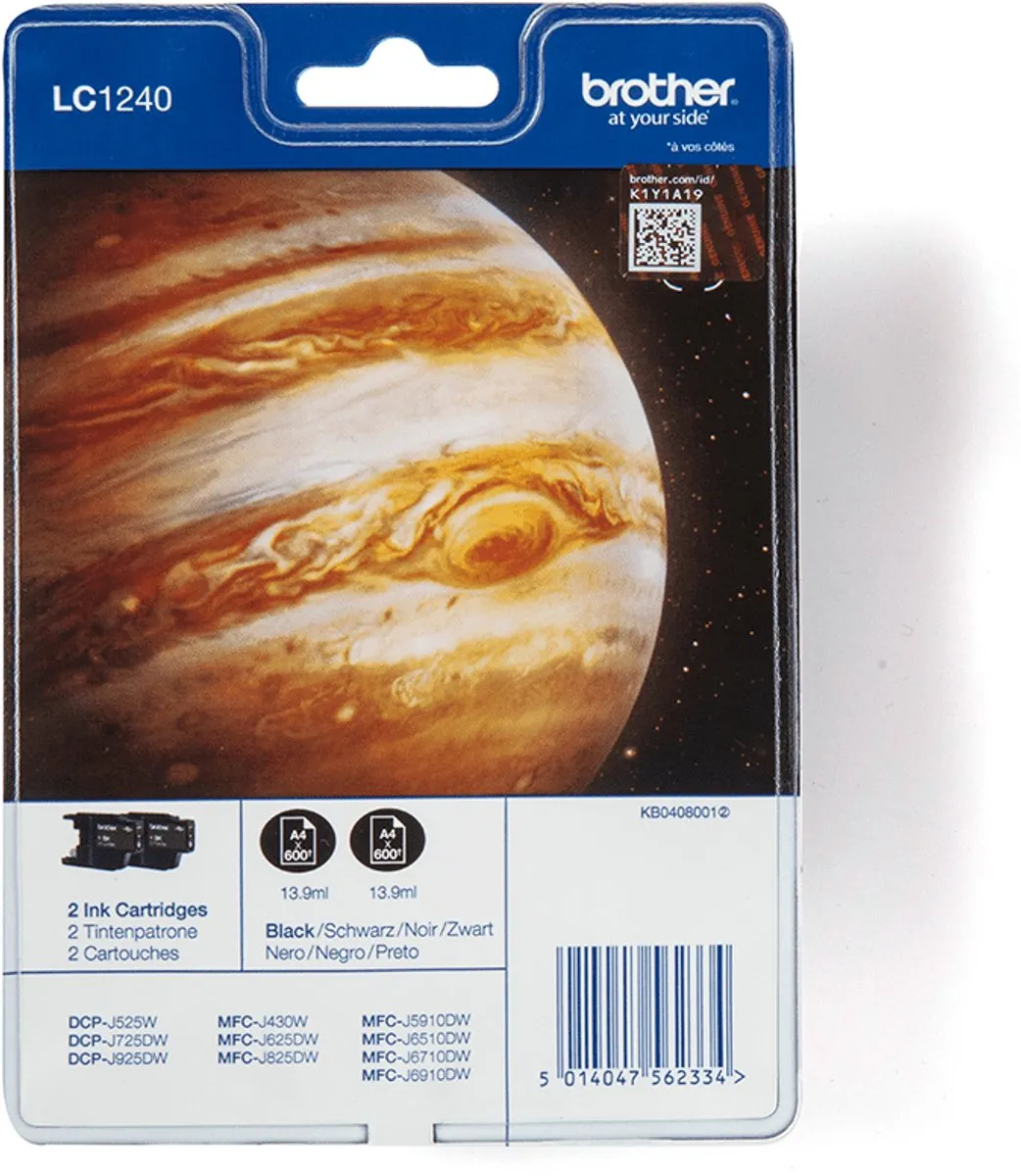 Brother LC-1240BKBP2 Inktcartridge Zwart - 2 Stuks