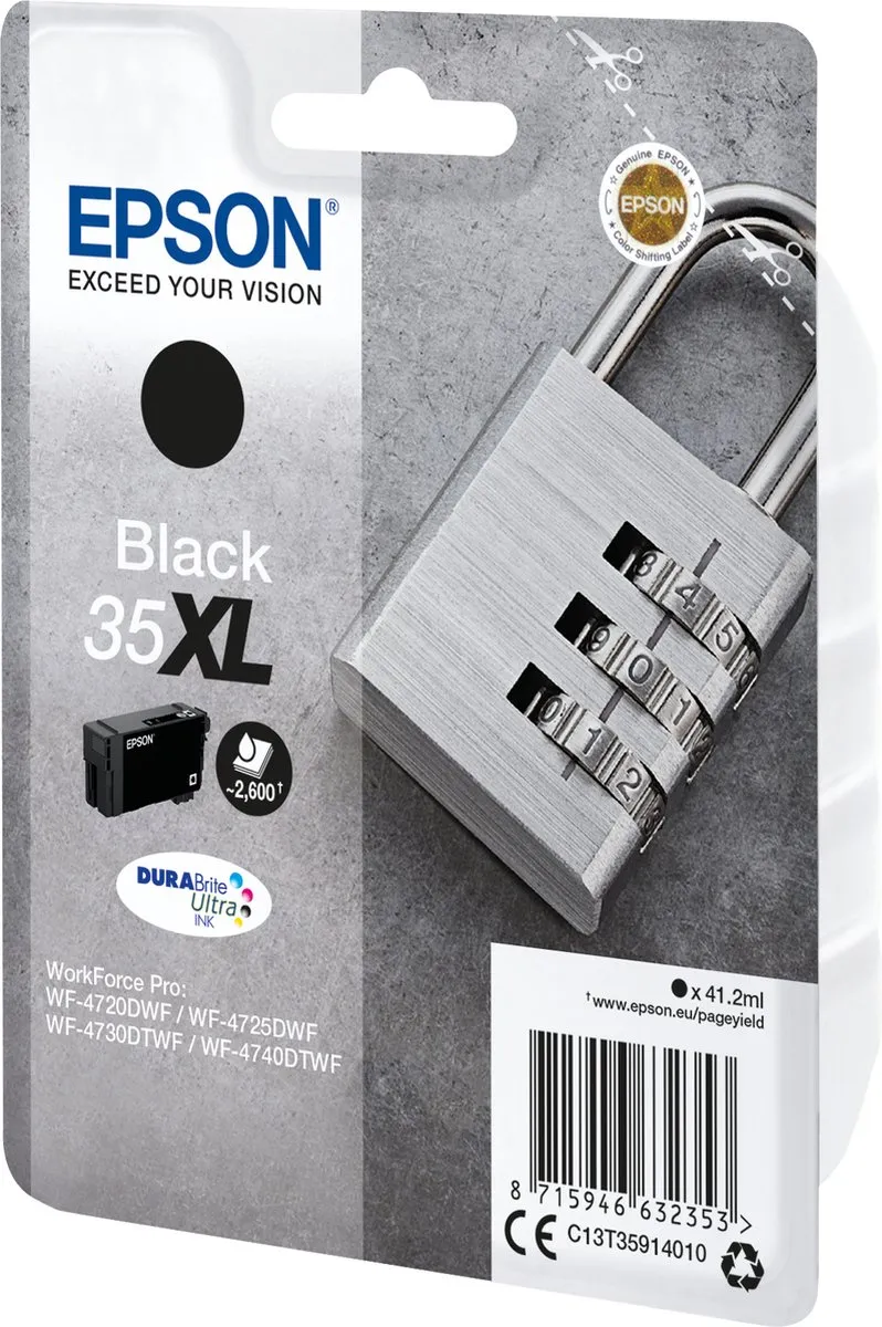 Epson Padlock Black 35XL DURABrite Ultra - 2600 pagina's