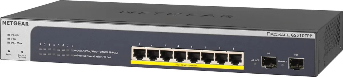 Netgear GS510TPP Smart Managed Switch 8x PoE 1Gbps - 190W