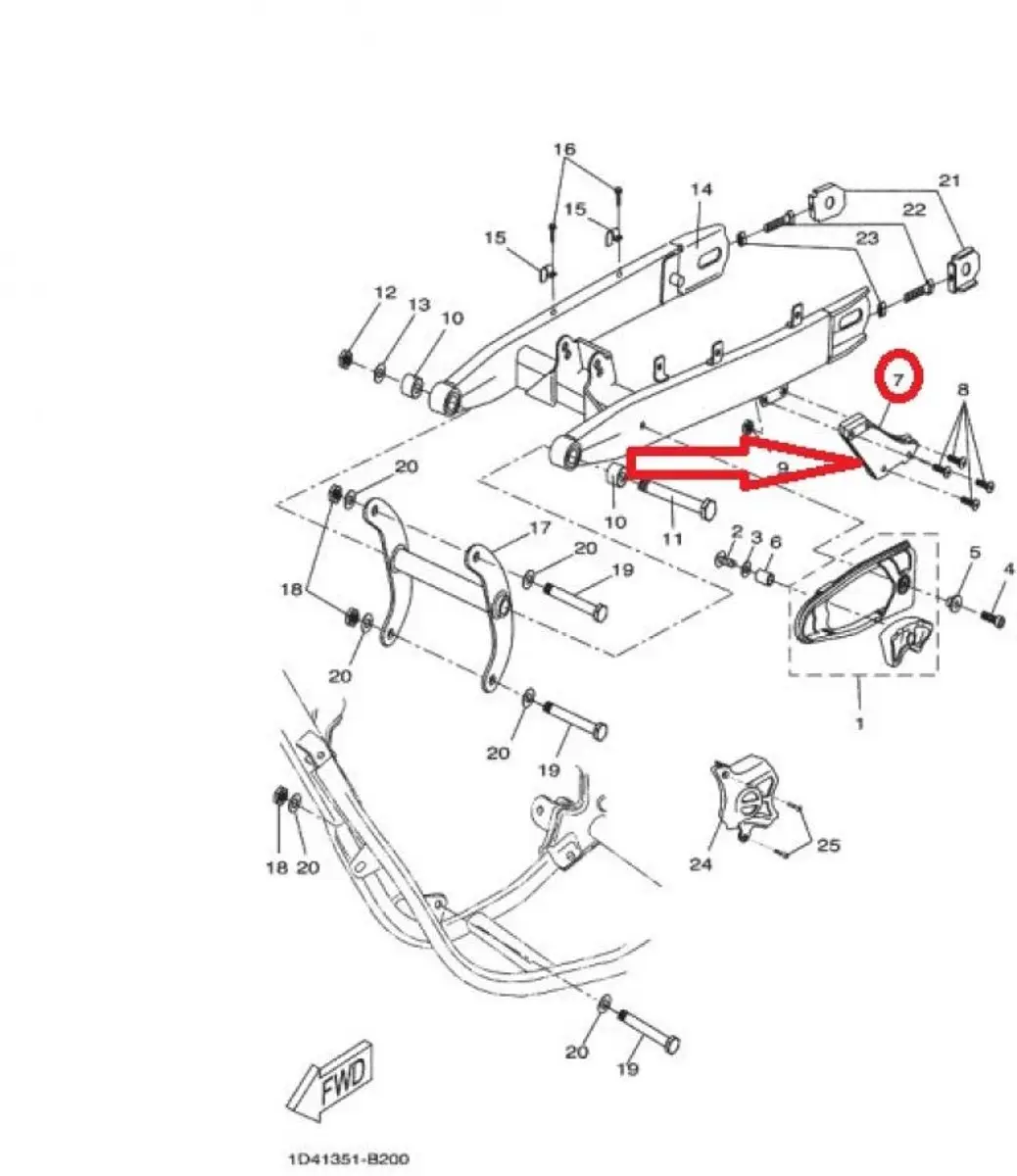 Yamaha 50 DTR Kettinggids 13C-F2187-00 - Zwart