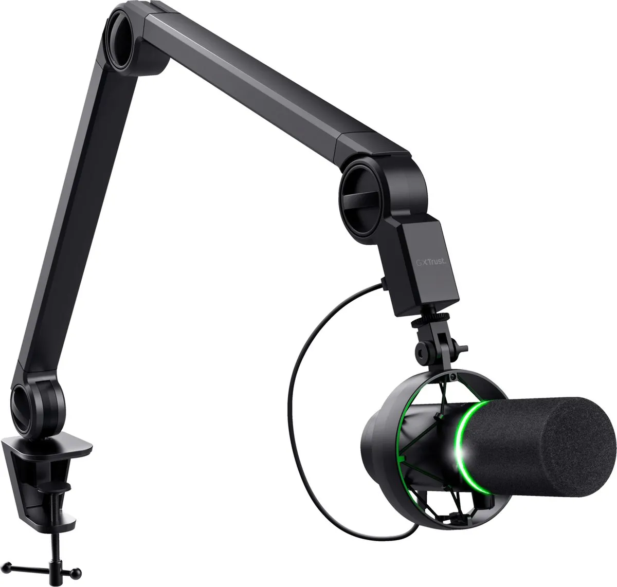 Trust GXT 255+ ONYX - Streaming Microfoon - voor podcast en streamen - inclusief verstelbare arm & Pop filter - met verlichting