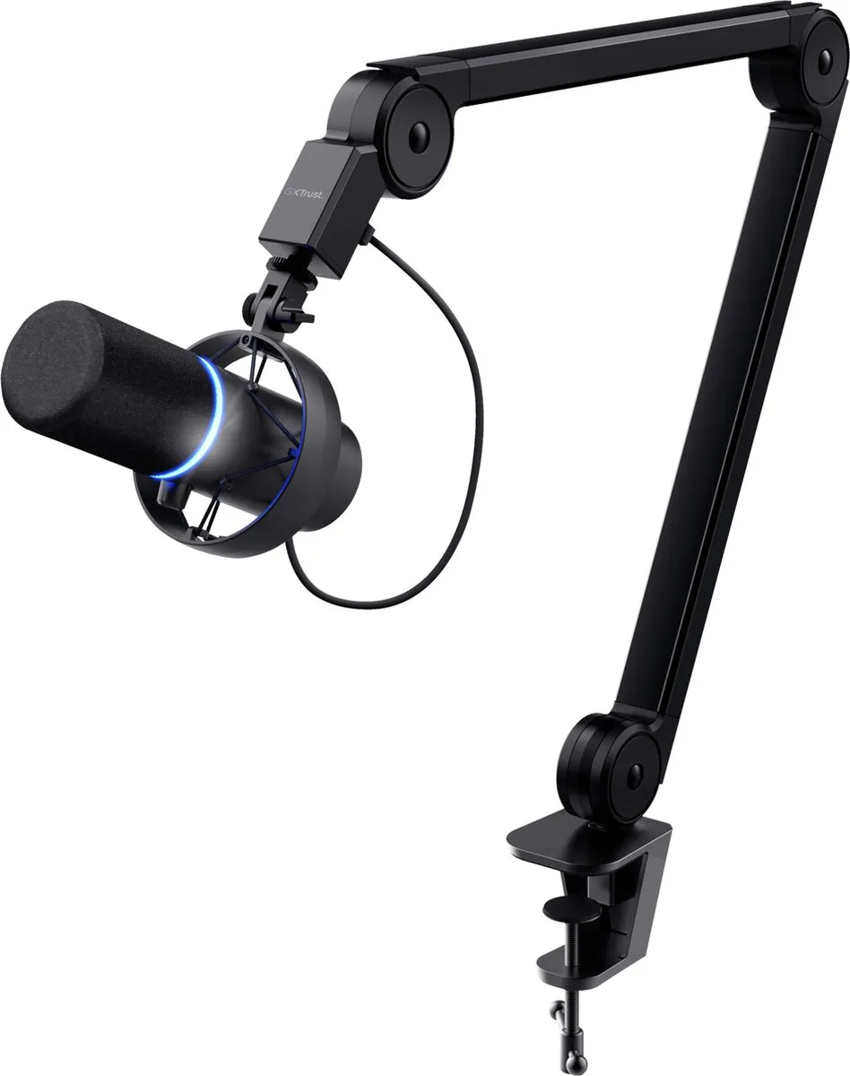 Trust GXT 255+ ONYX - Streaming Microfoon - voor podcast en streamen - inclusief verstelbare arm & Pop filter - met verlichting