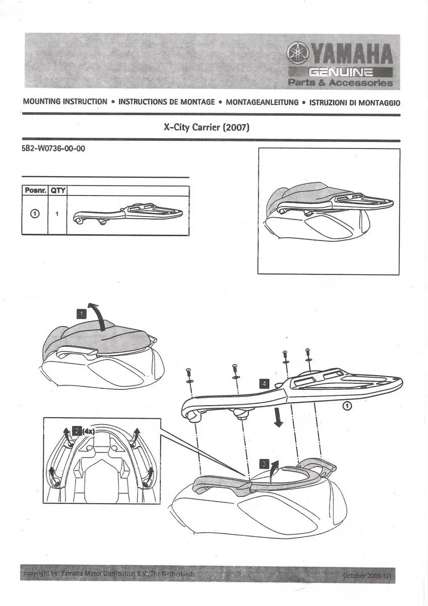 Yamaha 250 X-City Porte Bagage