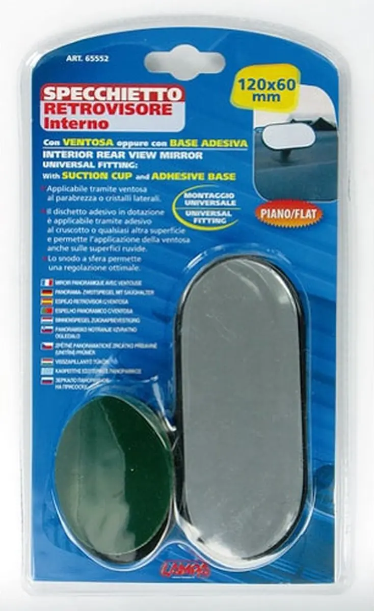 Lampa Interieur Spiegel 120x60mm Zwart - Zuignap & Kogelgewricht