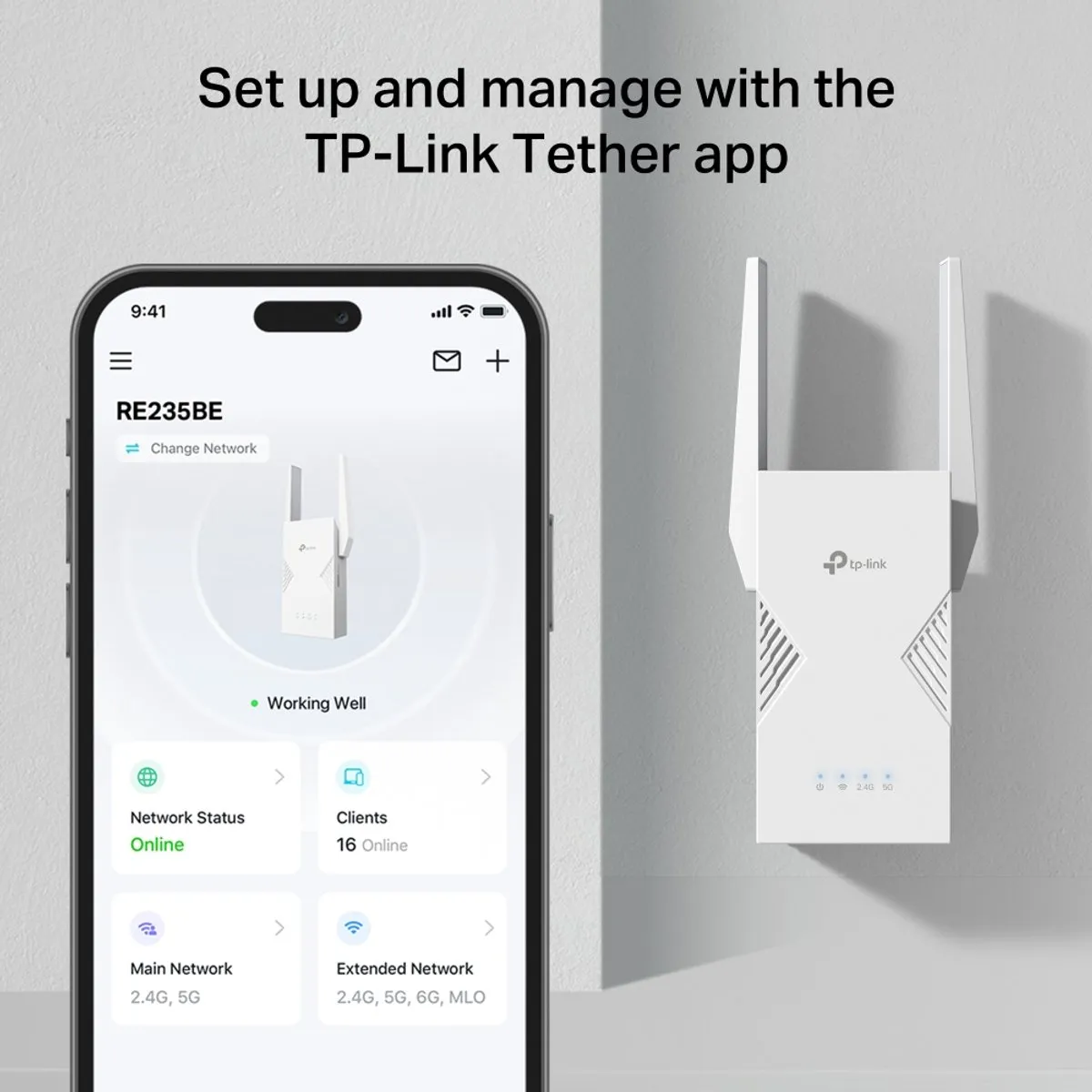 TP-Link BE3600 RE235BE Wi-Fi 7 Netwerkzender - 1x Ethernet - Zwart