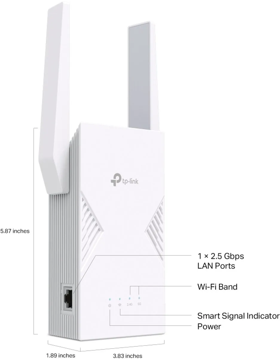 TP-Link BE3600 RE235BE Wi-Fi 7 Netwerkzender - 1x Ethernet - Zwart
