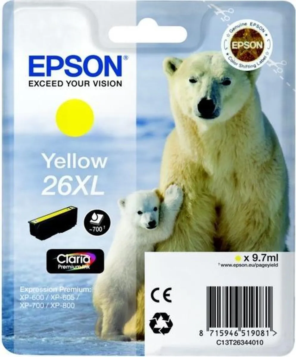 Epson 26XL Geel C13T26344010 Inktcartridge