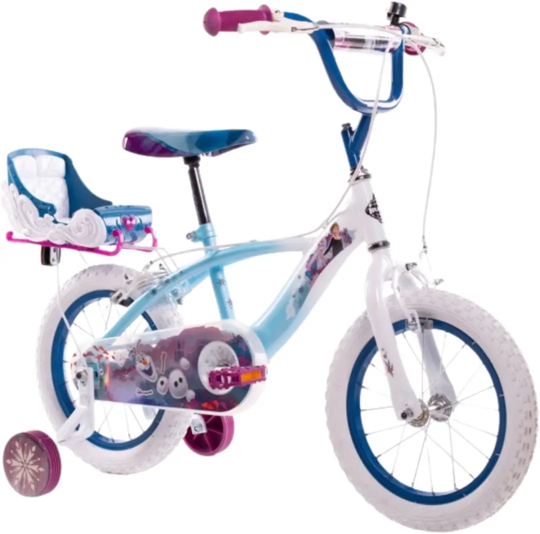 Frozen fietsset; fiets 14 inch, handschoenen, windmolen, stuur fransjes en helm
