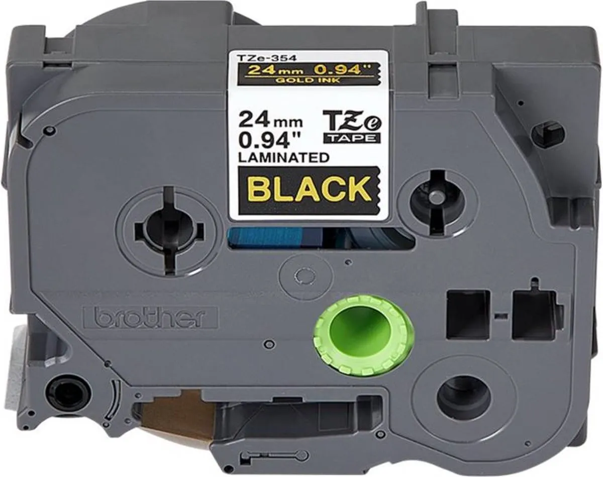 Brother TZ-354 Tape 24mm - Goud op zwart - 8m