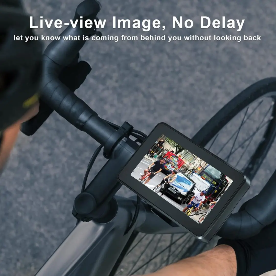 ECTEATOY Fietsachteruitkijkspiegel met Camera 4.3" AHD - 1080p - 360° Instelbaar - Nachtzicht
